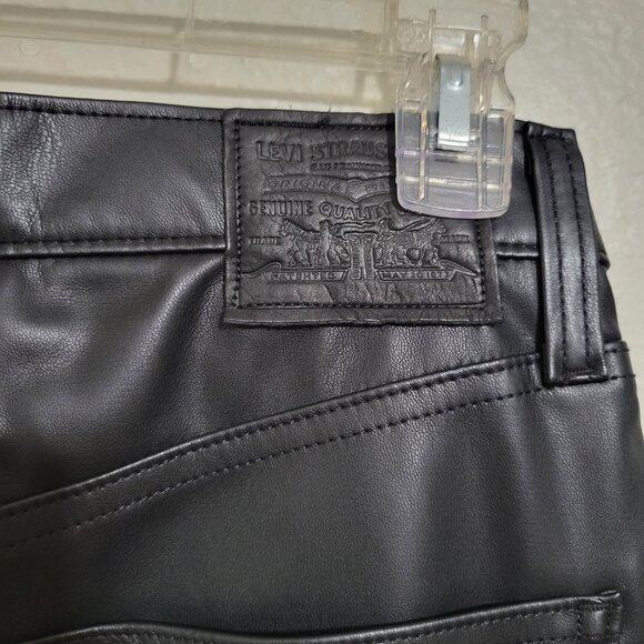 NWT Levi's 70's High Flare Faux Leather Black Pants Size 27 - Picture 9 of 14